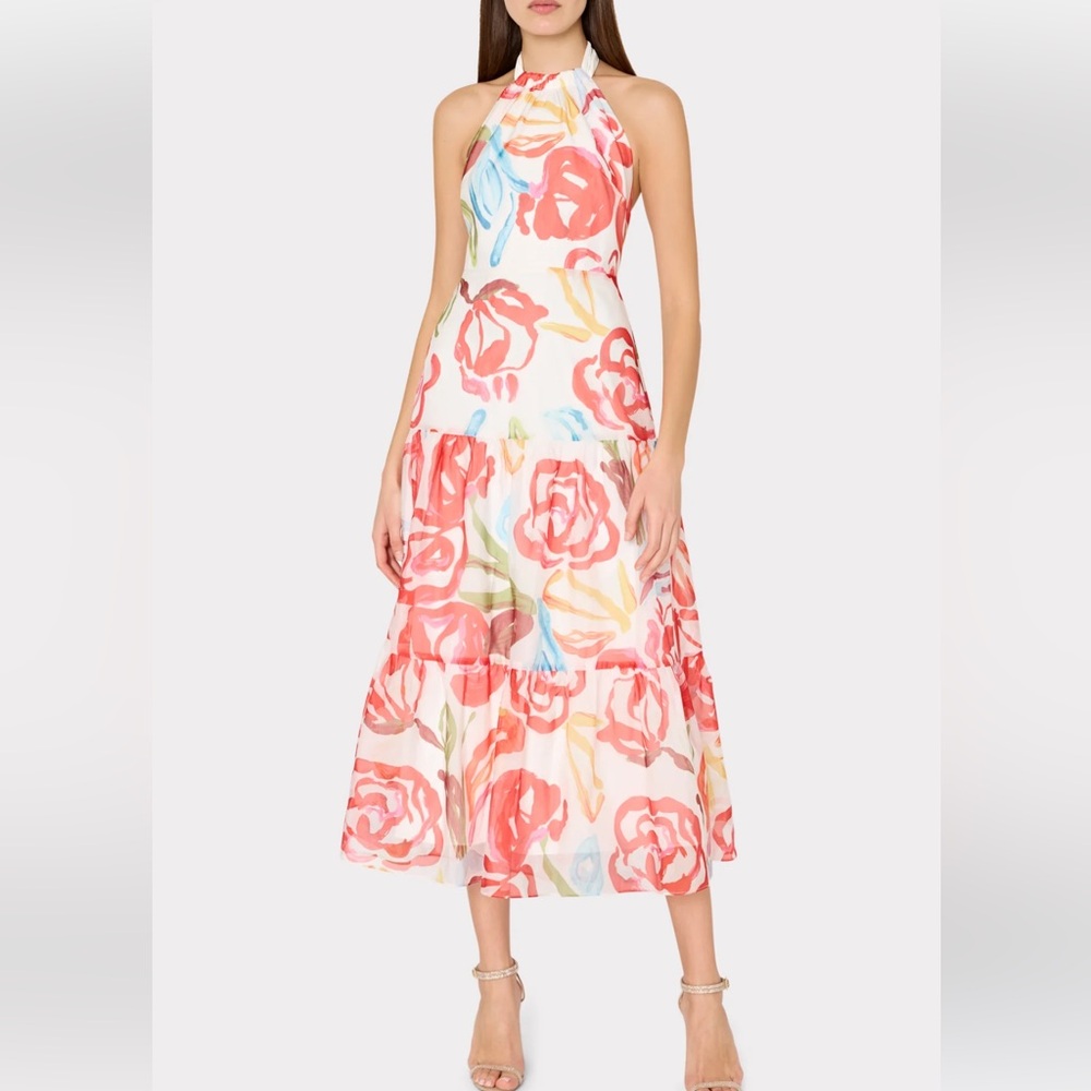 Milly Hayden Floraison Rouge Organza Dress